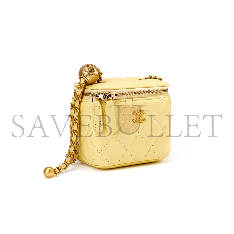 CHANEL MINI PEARL CRUSH VANITY CASE WITH CHAIN YELLOW 110267 (11*8.5*7cm)